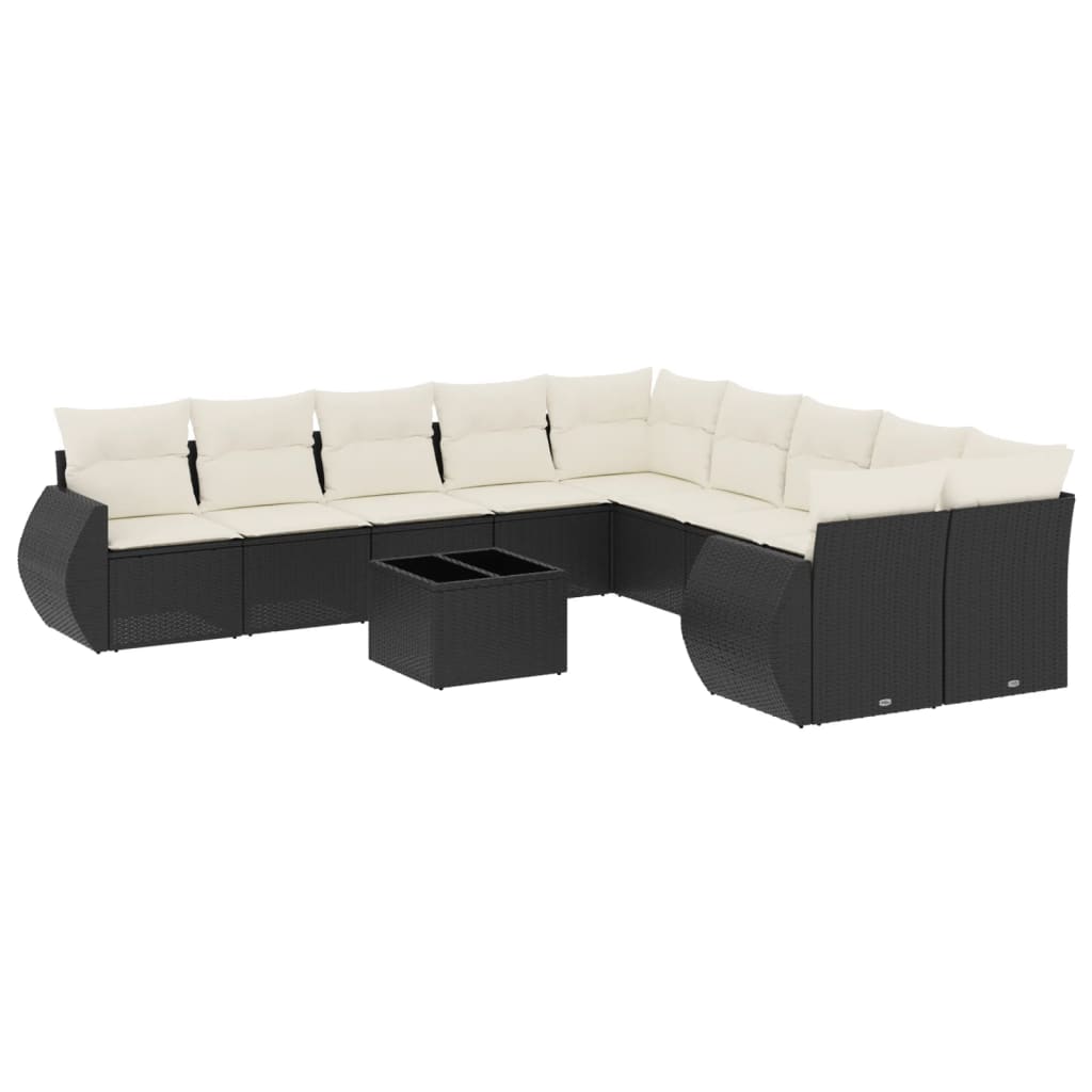 Set Divani da Giardino 11 pz con Cuscini in Polyrattan Nero 3254253