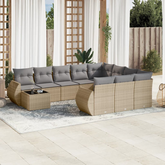 Set Divani da Giardino 11 pz con Cuscini Beige in Polyrattan 3254266