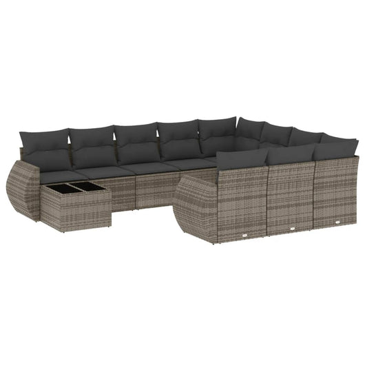 Set Divani da Giardino 11 pz con Cuscini in Polyrattan Grigio 3254267