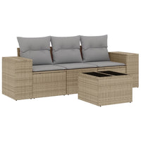 Set Divano da Giardino 4 pz con Cuscini-Sofa da Giardino-Divanetto da esterno Beige in Polyrattan 605051