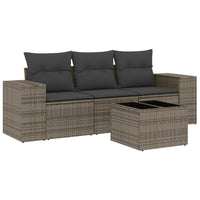 Set Divani da Giardino 4 pz con Cuscini in Polyrattan Grigio