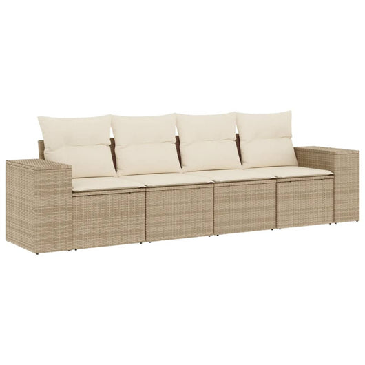 Set Divano da Giardino 4 pz con Cuscini Beige in Polyrattancod mxl 88351