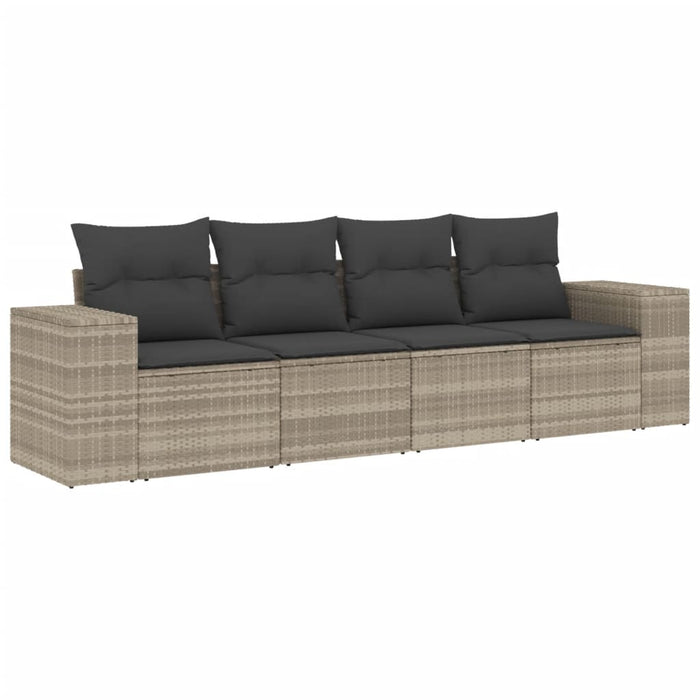 Set Divano da Giardino 4 pz con Cuscini-Sofa da Giardino-Divanetto da esterno Grigio Chiaro Polyrattan 303895