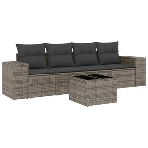 Set Divano da Giardino 5 pz con Cuscini-Sofa da Giardino-Divanetto da esterno Grigio in Polyrattan 996268