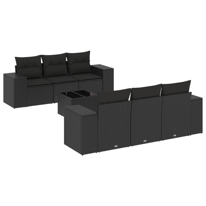 Set Divani da Giardino con Cuscini 7pz Nero Polyrattancod mxl 113182