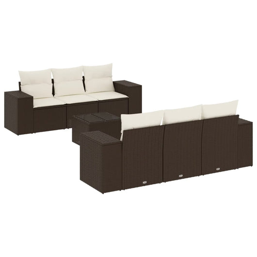 Set Divani da Giardino 7 pz con Cuscini Marrone in Polyrattan 3254650