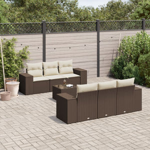 Set Divani da Giardino 7 pz con Cuscini Marrone in Polyrattan 3254650