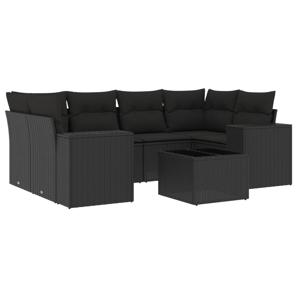 Set Divani da Giardino con Cuscini 7pz Nero Polyrattan 3254652