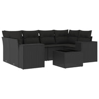 Set Divani da Giardino con Cuscini 7pz Nero Polyrattan