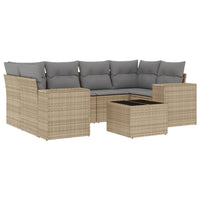 Set Divani da Giardino 7 pz con Cuscini Beige in Polyrattan 3254656