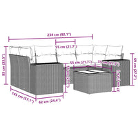 Set Divani da Giardino 7pz con Cuscini Grigio Chiaro Polyrattan 3254659