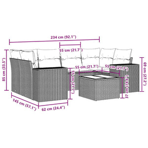 Set Divani da Giardino 7pz con Cuscini Grigio Chiaro Polyrattan 3254659