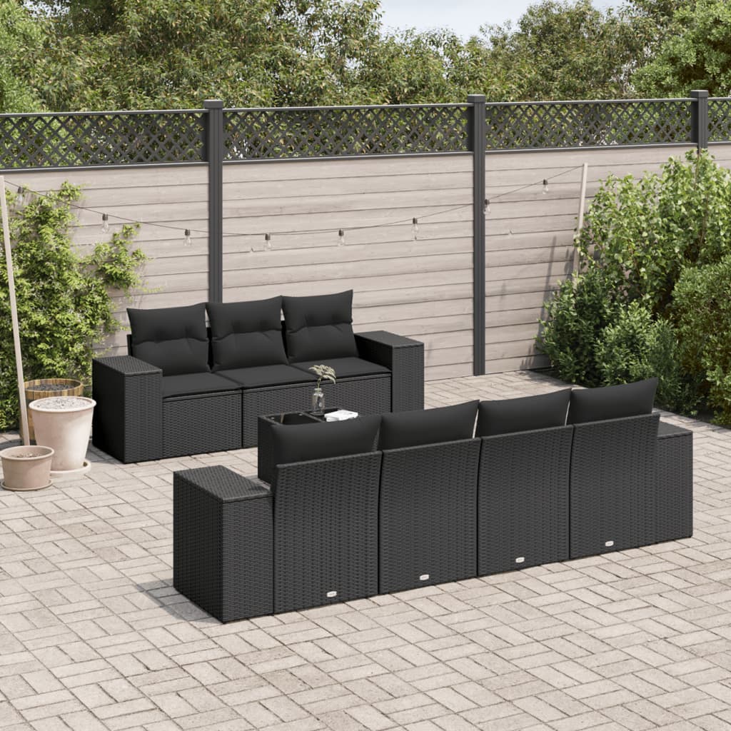 Set Divani da Giardino con Cuscini 8 pz Nero in Polyrattancod mxl 89206