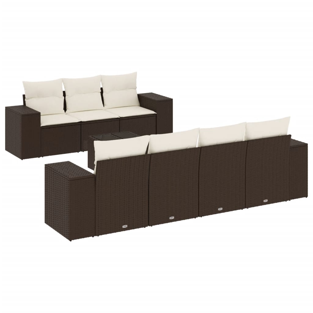 Set Divani da Giardino 8 pz con Cuscini Marrone in Polyrattan 3254670