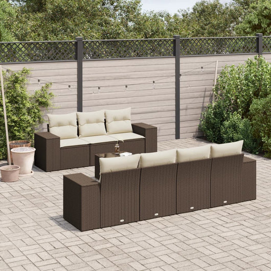 Set Divani da Giardino 8 pz con Cuscini Marrone in Polyrattan 3254670