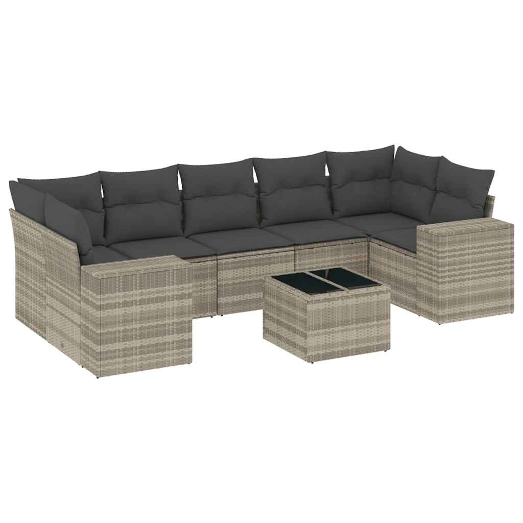 Set Divano da Giardino 8pz con Cuscini Grigio Chiaro Polyrattan 3254679