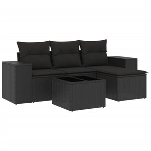 Set Divani da Giardino 5 pz con Cuscini in Polyrattan Nero 3254812
