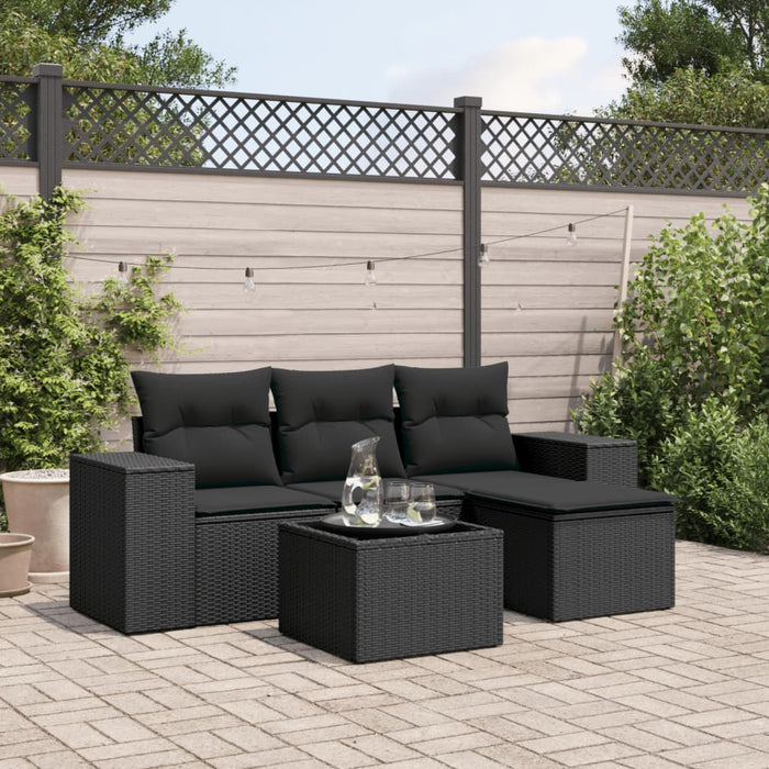 Set Divani da Giardino 5 pz con Cuscini in Polyrattan Nero 3254812