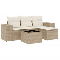 Set Divano da Giardino 5 pz con Cuscini Beige in Polyrattan 3254815