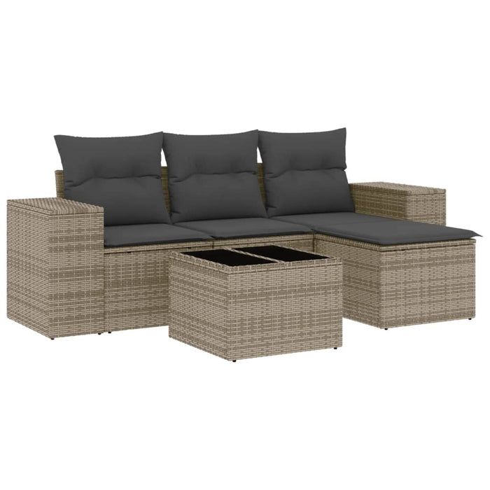 Set Divano da Giardino 5 pz con Cuscini Grigio in Polyrattan 3254817