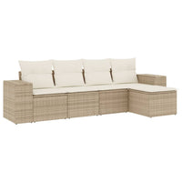 Set Divano da Giardino 5 pz con Cuscini Beige in Polyrattan 3254825