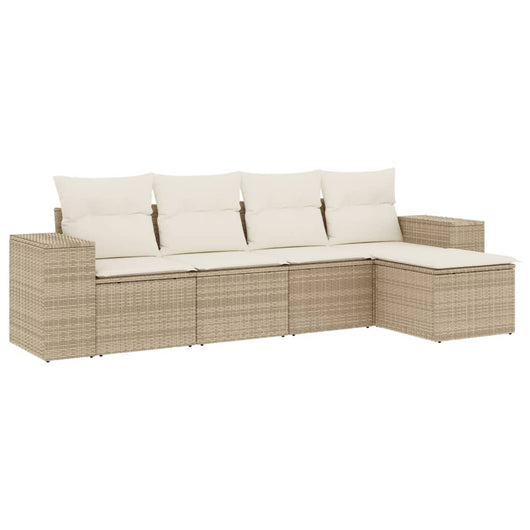 Set Divano da Giardino 5 pz con Cuscini Beige in Polyrattan 3254825