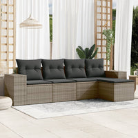 Set Divano da Giardino 5 pz con Cuscini-Sofa da Giardino-Divanetto da esterno Grigio in Polyrattan 912121