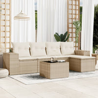 Set Divano da Giardino 6 pz con Cuscini Beige in Polyrattan 3254835