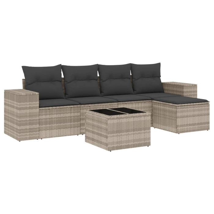 Set Divano da Giardino 6pz con Cuscini Grigio Chiaro Polyrattan 3254839
