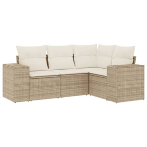 Set Divano da Giardino 4 pz con Cuscini Beige in Polyrattan 3254845
