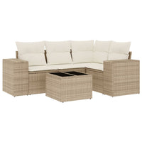 Set Divano da Giardino 5 pz con Cuscini Beige in Polyrattan 3254855