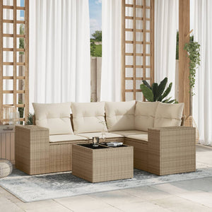 Set Divano da Giardino 5 pz con Cuscini Beige in Polyrattan 3254855