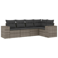 Set Divano da Giardino 5 pz con Cuscini-Sofa da Giardino-Divanetto da esterno Grigio in Polyrattan 882092