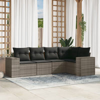 Set Divano da Giardino 5 pz con Cuscini-Sofa da Giardino-Divanetto da esterno Grigio in Polyrattan 882092