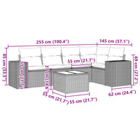 Set Divano da Giardino 6 pz con Cuscini Nero in Polyrattan