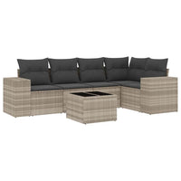 Set Divano da Giardino 6pz con Cuscini Grigio Chiaro Polyrattan