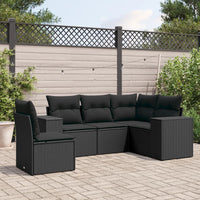 Set Divani da Giardino 5 pz con Cuscini in Polyrattan Nero