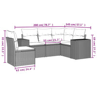 Set Divano da Giardino 5 pz con Cuscini-Sofa da Giardino-Divanetto da esterno Beige in Polyrattan 608960