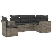 Set Divano da Giardino 5 pz con Cuscini-Sofa da Giardino-Divanetto da esterno Grigio in Polyrattan 528828