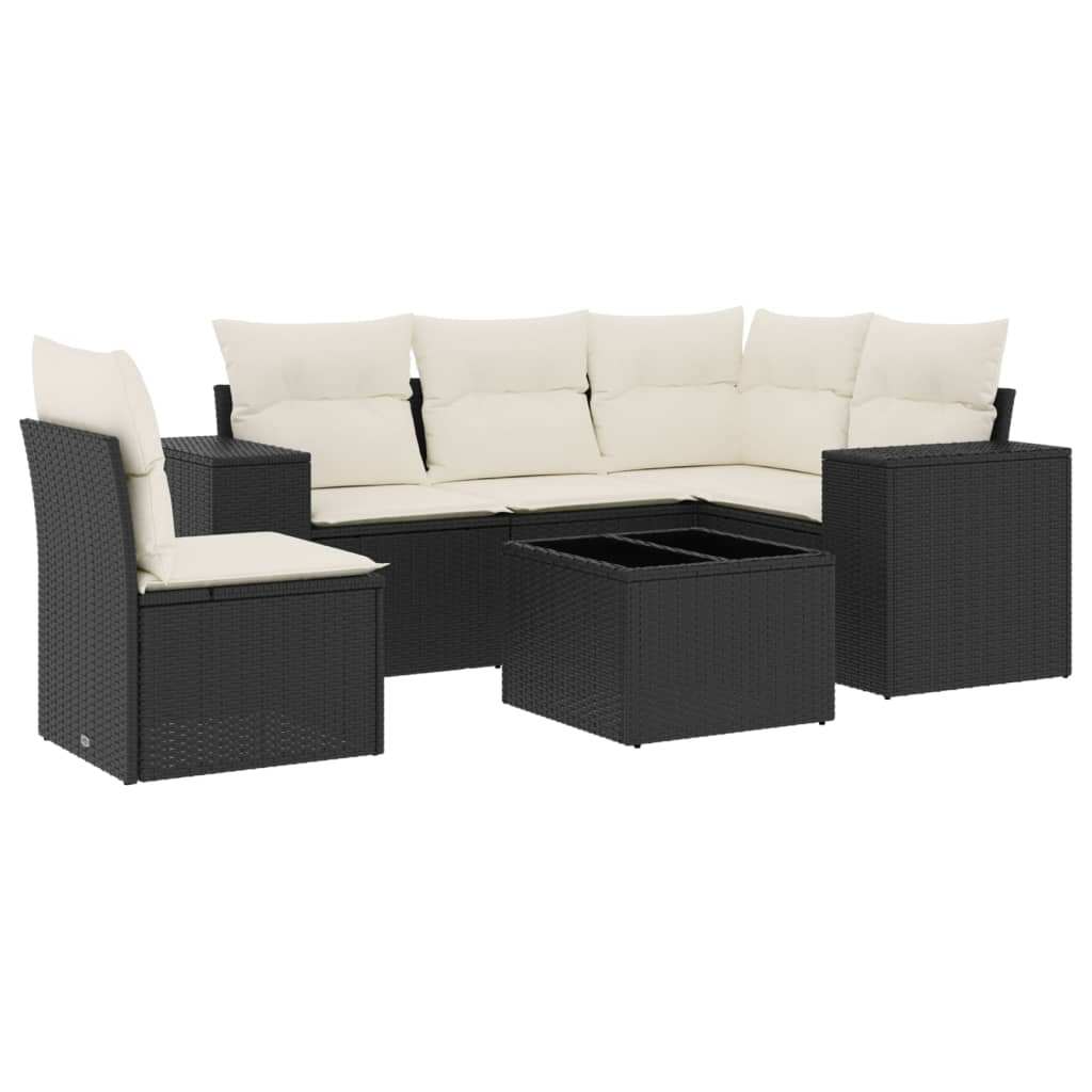 Set Divano da Giardino 6 pz con Cuscini Nero in Polyrattancod mxl 88430