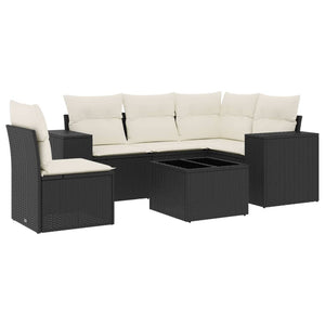 Set Divano da Giardino 6 pz con Cuscini Nero in Polyrattancod mxl 88430
