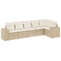 Set Divano da Giardino 6 pz con Cuscini Beige in Polyrattan 3254925