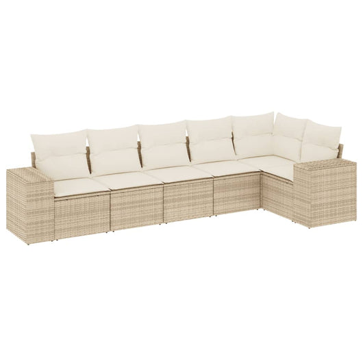 Set Divano da Giardino 6 pz con Cuscini Beige in Polyrattan 3254925