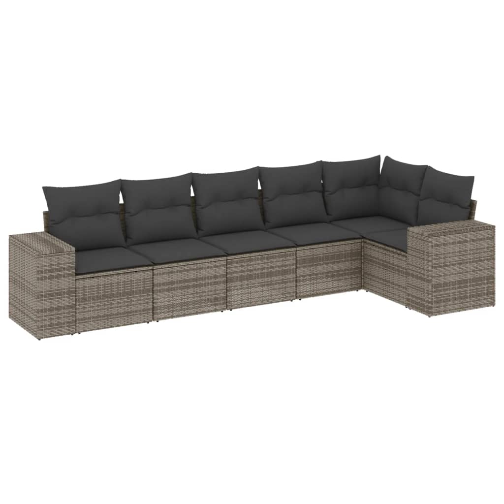 Set Divano da Giardino 6 pz con Cuscini Grigio in Polyrattancod mxl 113187
