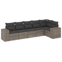 Set Divano da Giardino 6 pz con Cuscini Grigio in Polyrattancod mxl 113187