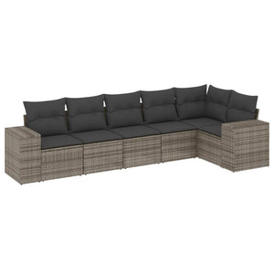 Set Divano da Giardino 6 pz con Cuscini Grigio in Polyrattancod mxl 113187