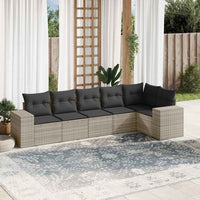Set Divano da Giardino 6pz con Cuscini Grigio Chiaro Polyrattan