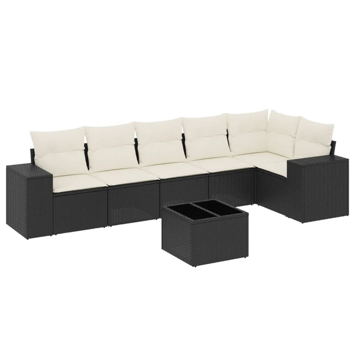 Set Divani da Giardino con Cuscini 7pz Nero Polyrattancod mxl 113189