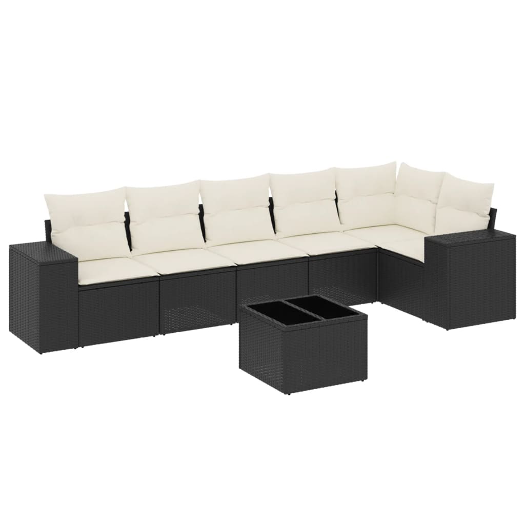 Set Divani da Giardino con Cuscini 7pz Nero Polyrattan 3254933