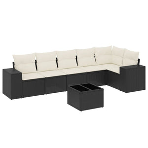 Set Divani da Giardino con Cuscini 7pz Nero Polyrattan 3254933